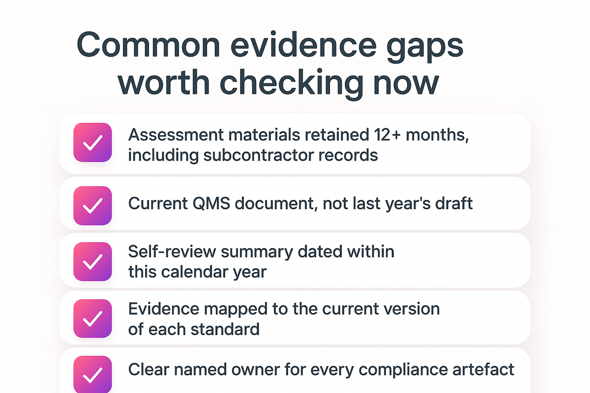 Checklist of common evidence gaps that trip up providers during on-demand NZQA compliance requests