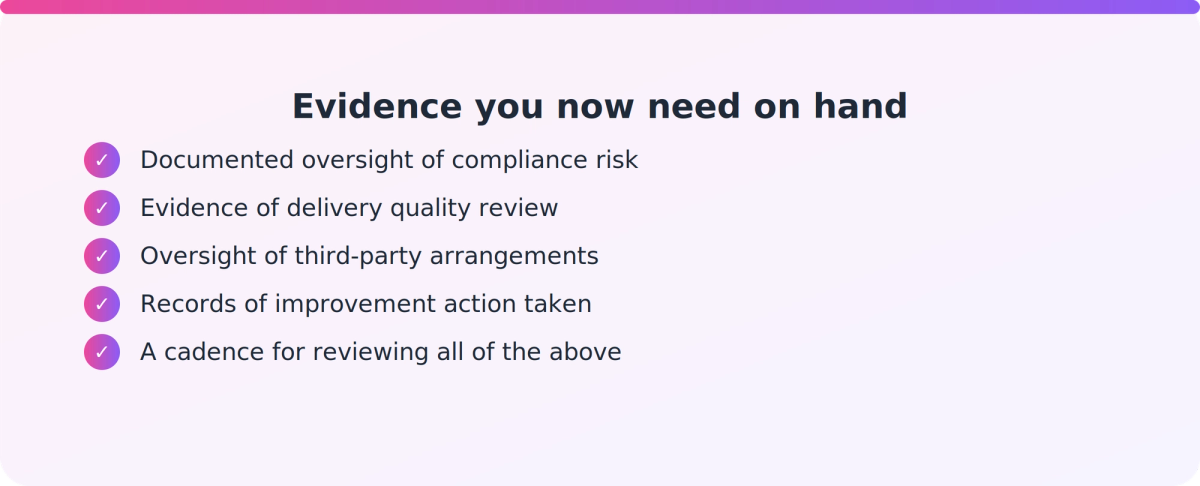 Checklist of oversight evidence a CEO must personally demonstrate under Quality Area 4 of the Standards for RTOs 2025