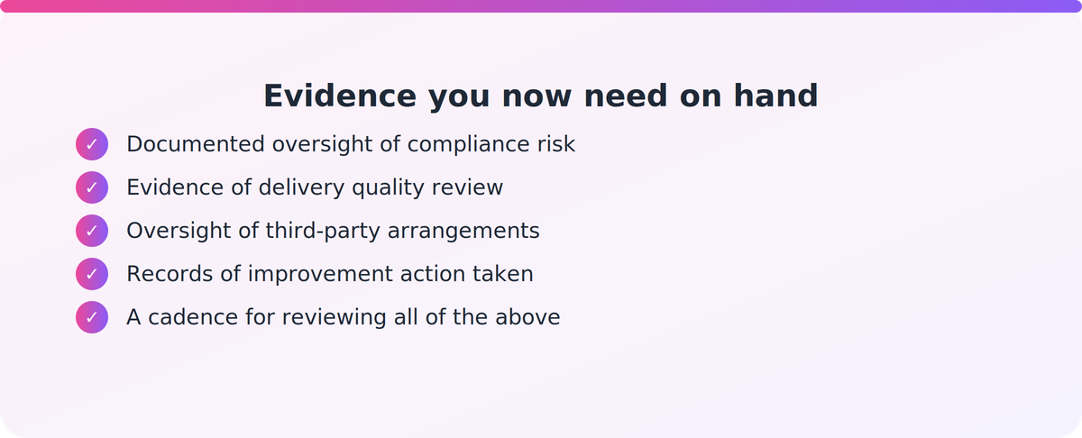 Checklist of oversight evidence a CEO must personally demonstrate under Quality Area 4 of the Standards for RTOs 2025