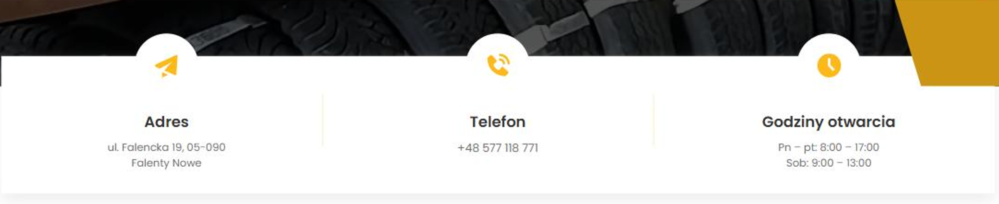 Block with the storage address, phone number and opening hours