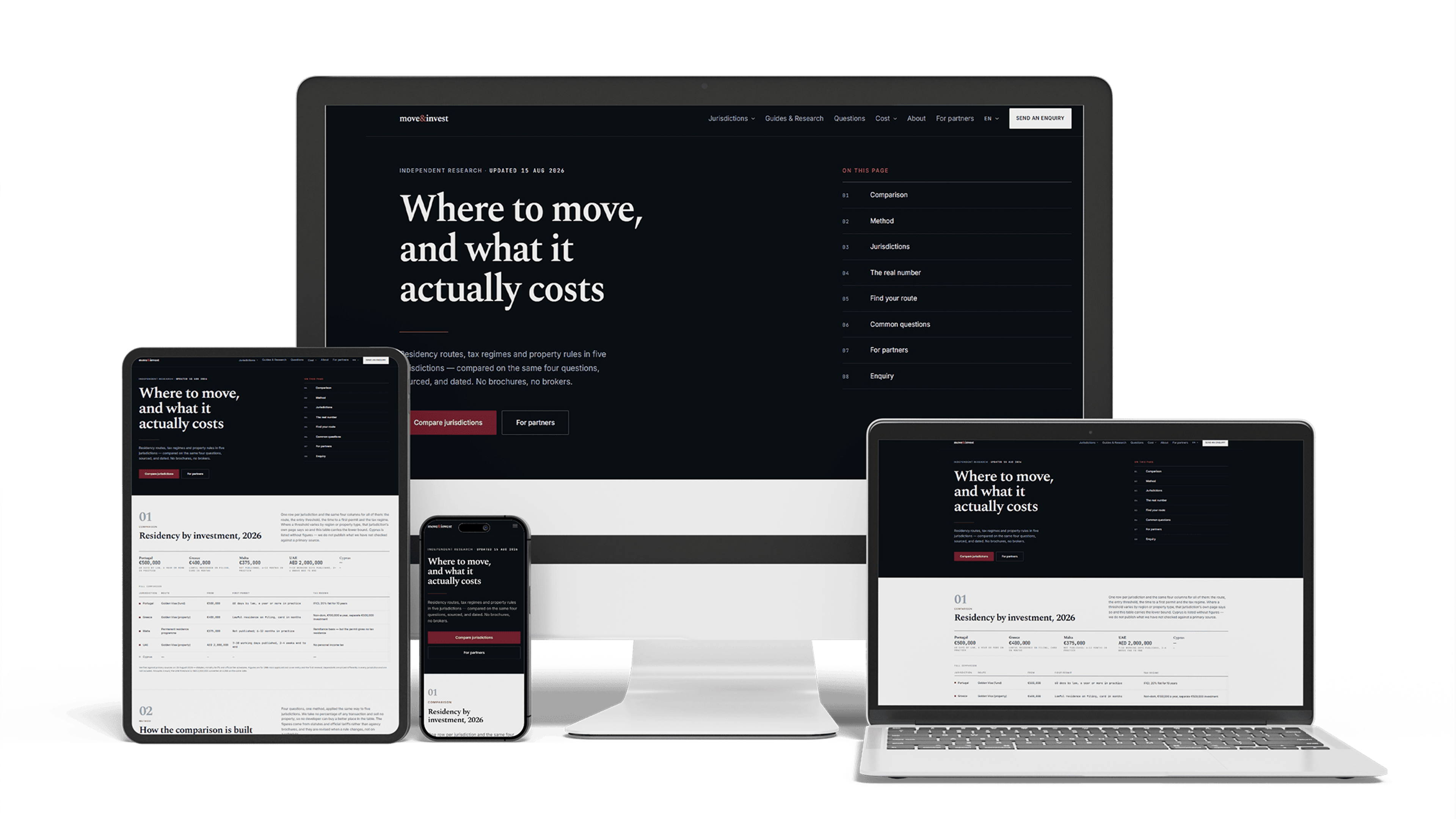 Home page of the moveandinvest.com guide with the headline about what moving actually costs