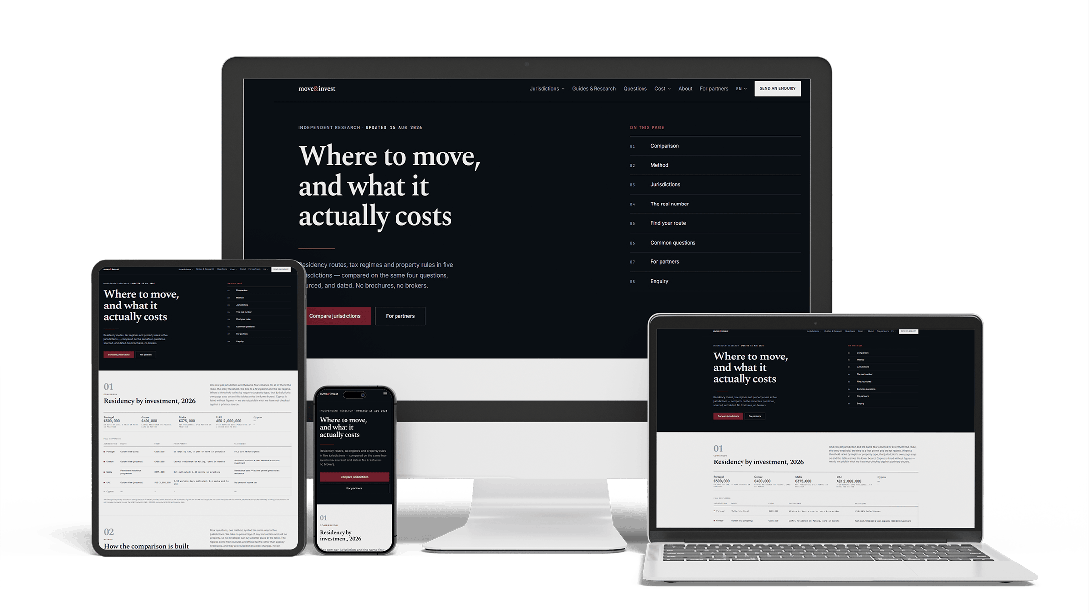 Home page of the moveandinvest.com guide with the headline about what moving actually costs