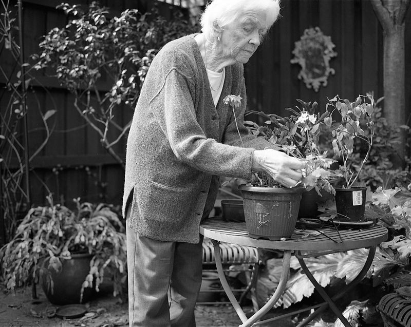 Grandmother gardening