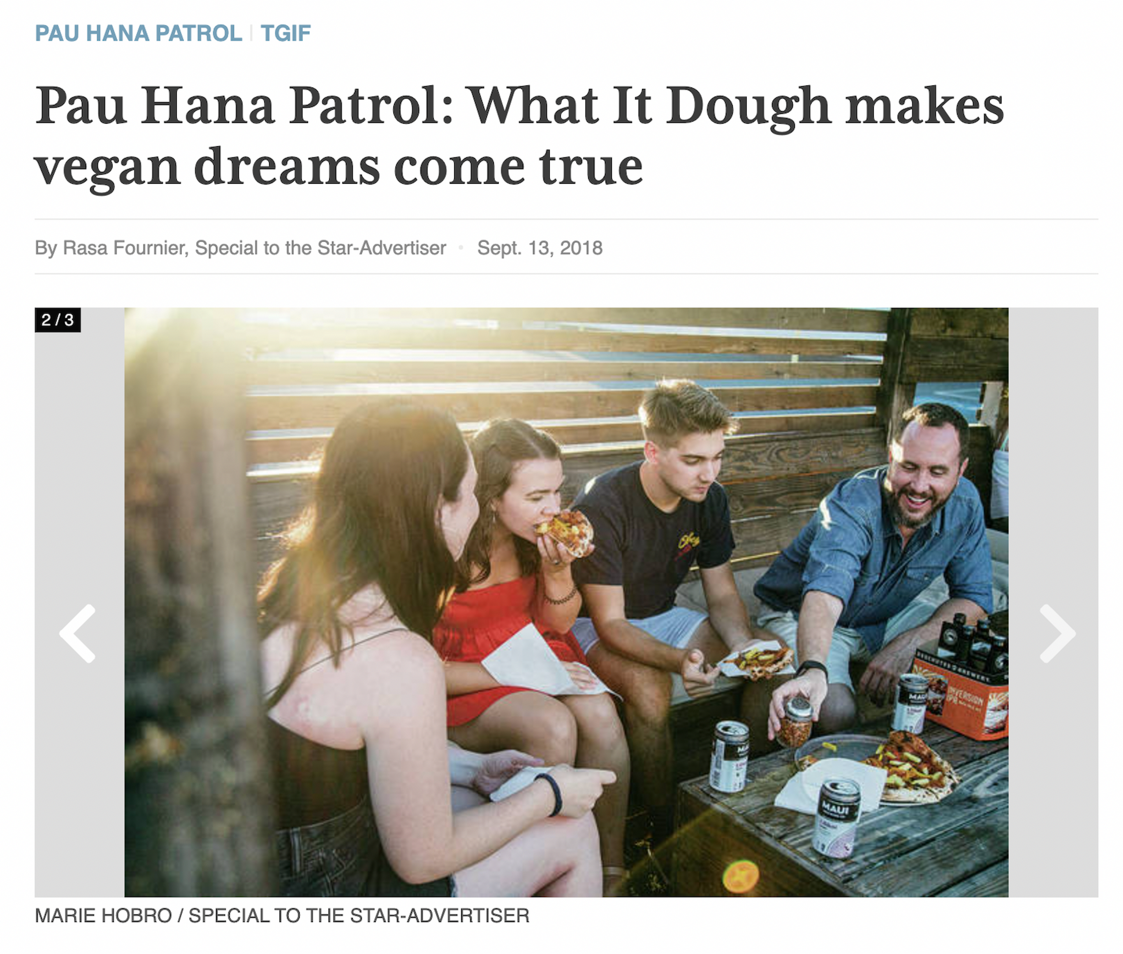 image of 2018 online newspaper article about our pizza