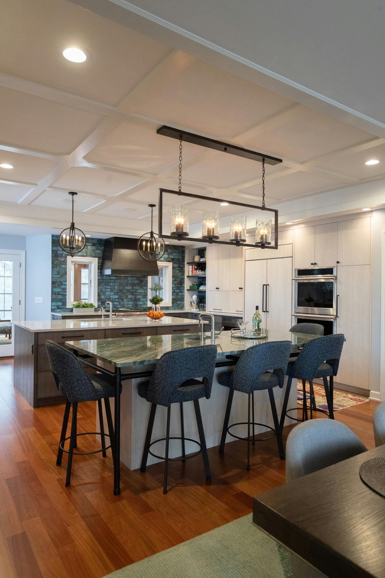 Double Kitchen Island Marvel, Northfield, MN — interior design by Eminent Interior Design