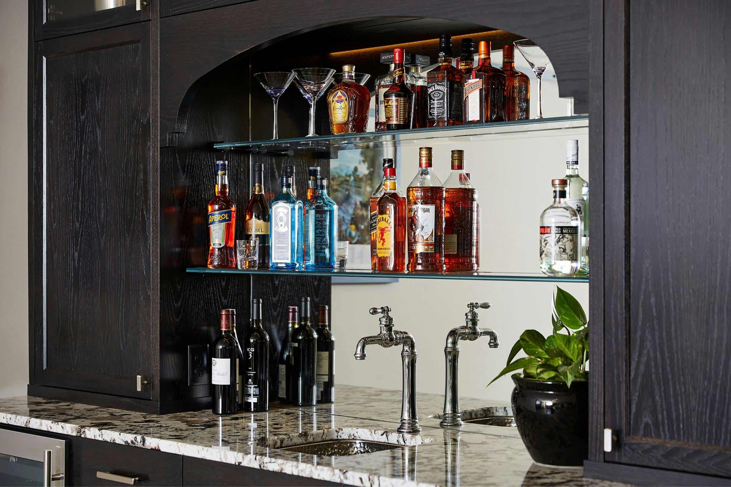 Sophisticated Home Bar Design, Plymouth, MN — interior design by Eminent Interior Design