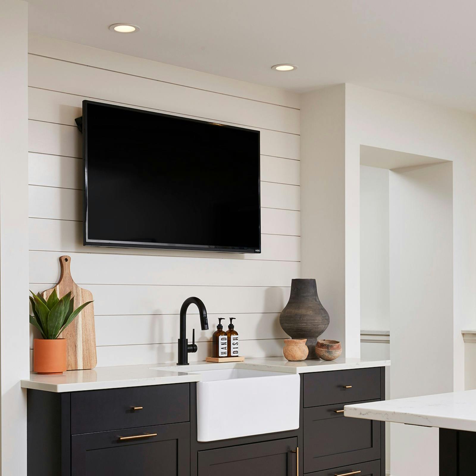 Clean & Bright Lower Level Remodel, Maple Grove, MN — interior design by Eminent Interior Design