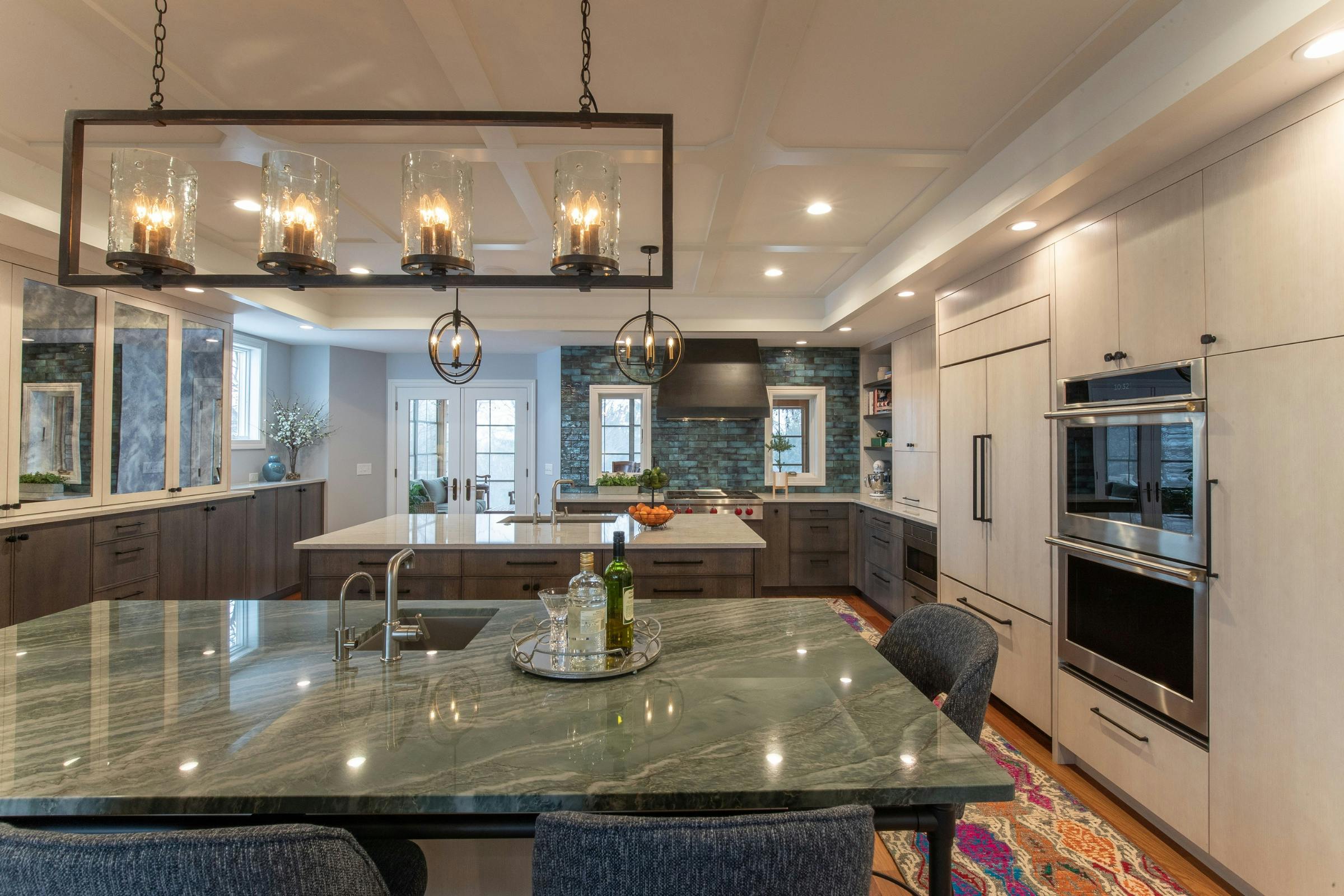 Double Kitchen Island Marvel, Northfield, MN — interior design by Eminent Interior Design