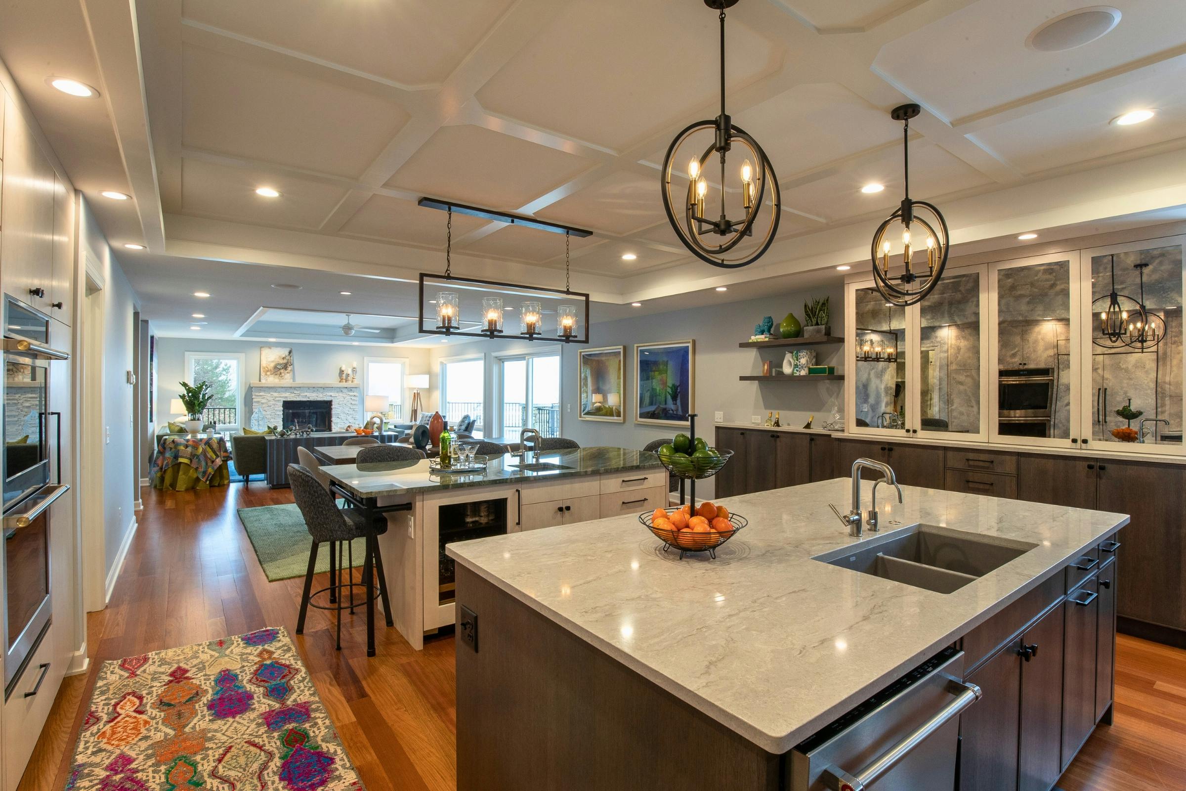 Double Kitchen Island Marvel, Northfield, MN — interior design by Eminent Interior Design