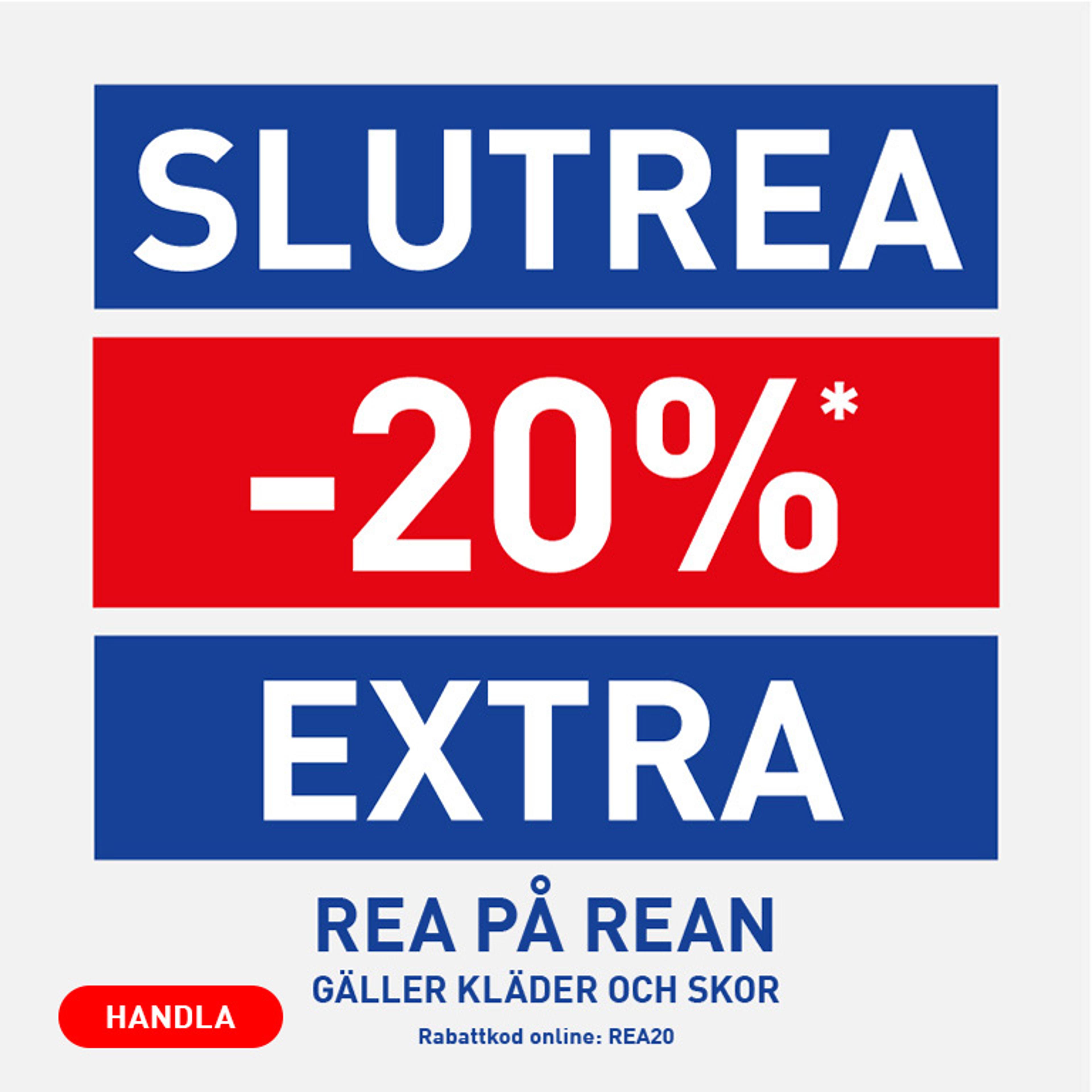 Final sale advertisement offering an extra 20% off clothes and shoes with online code REA20.