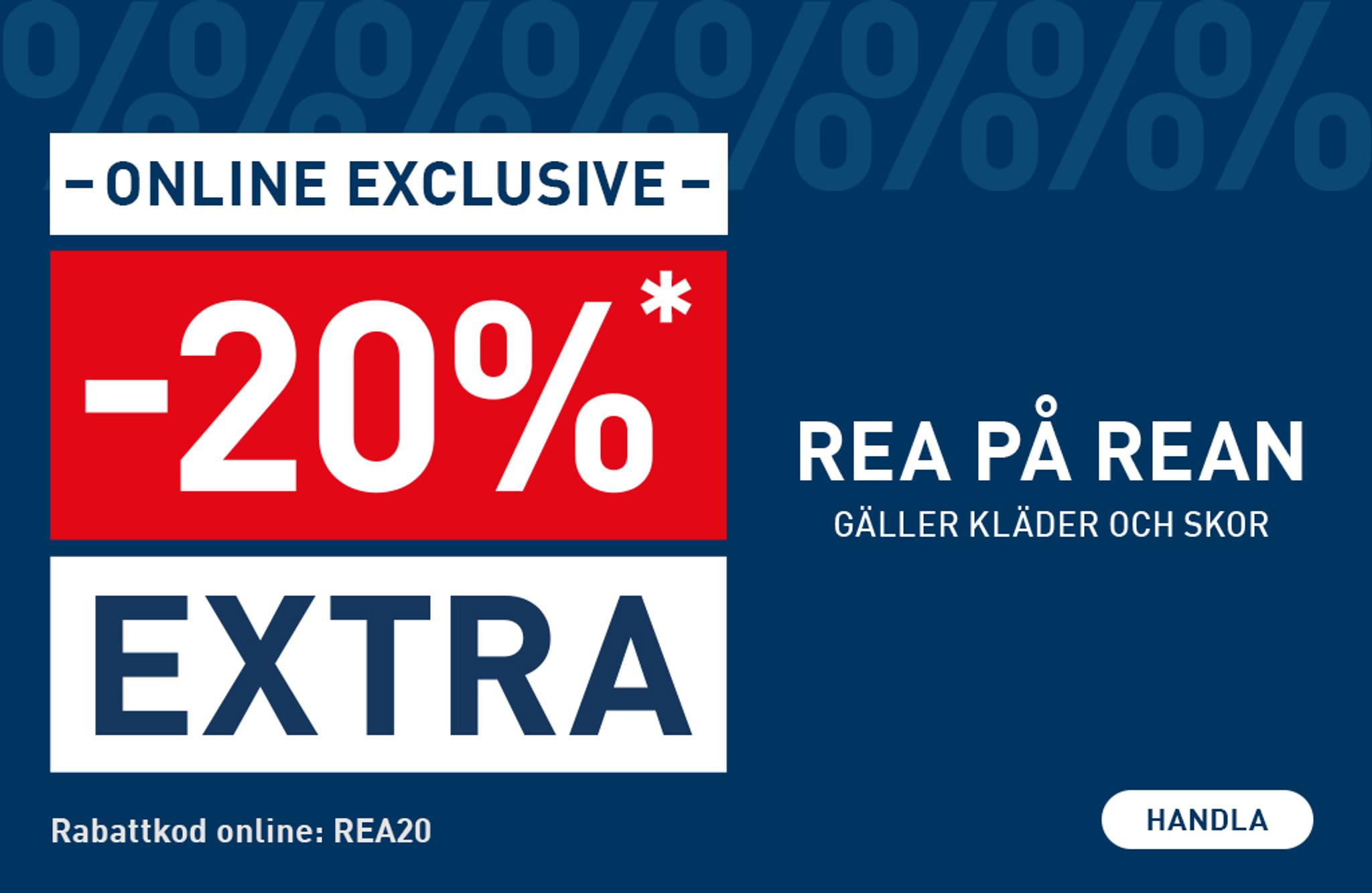 Online exclusive: Extra 20% off sale on clothes and shoes with code REA20.