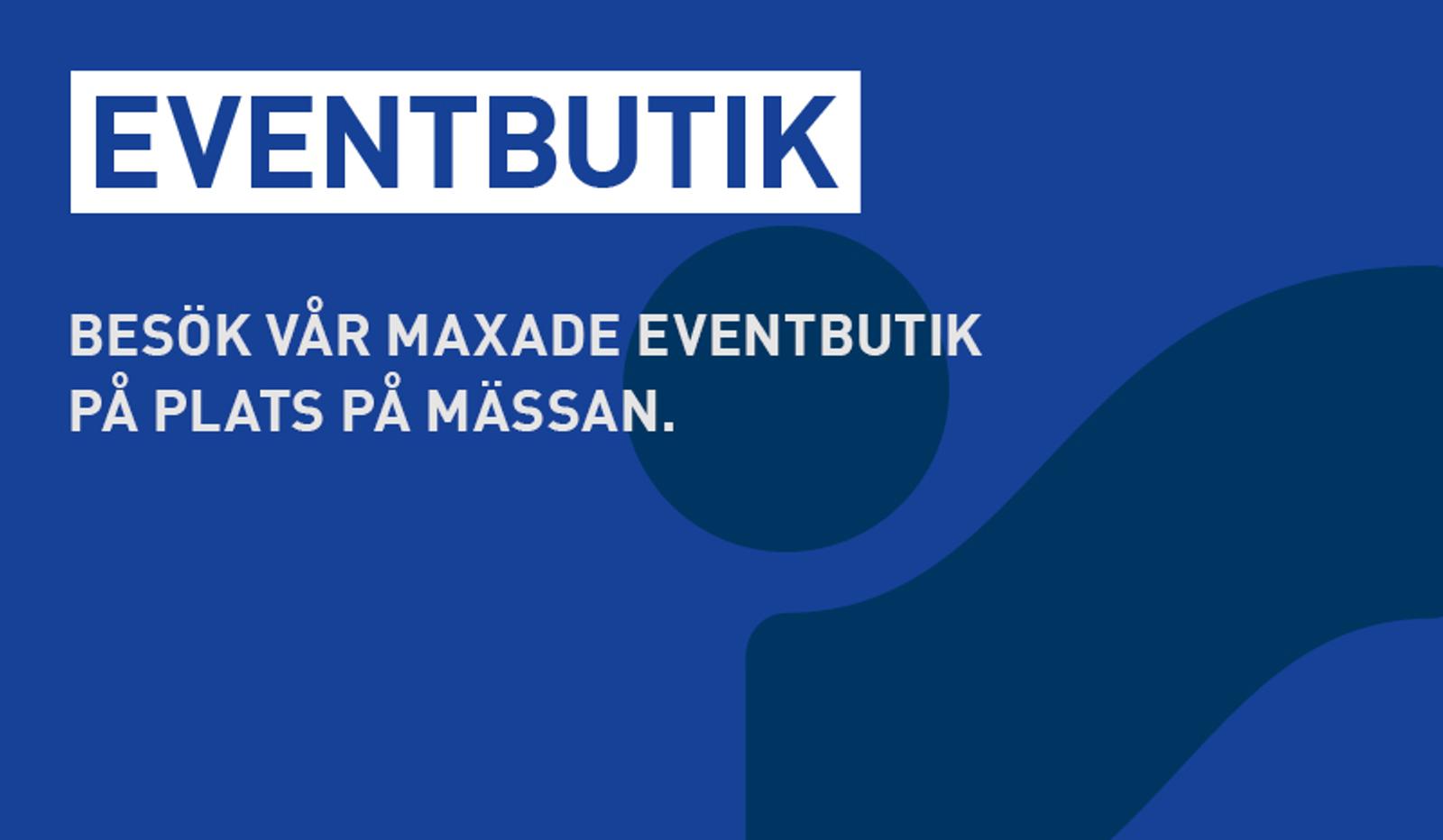 a blue background with the word eventbutik on it .