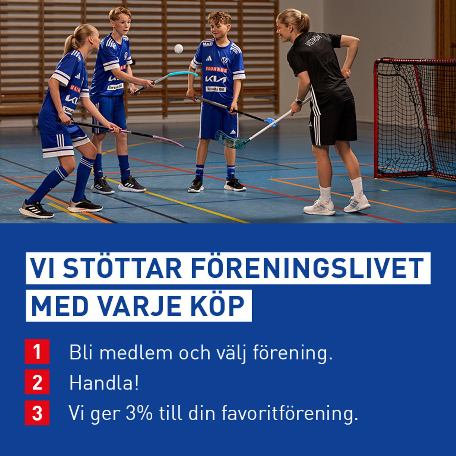 a group of young people are playing floorball in a gym .