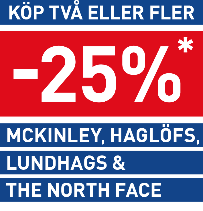 Advertisement: Buy two or more items and get 25% off McKinley, Haglöfs, Lundhags & The North Face.