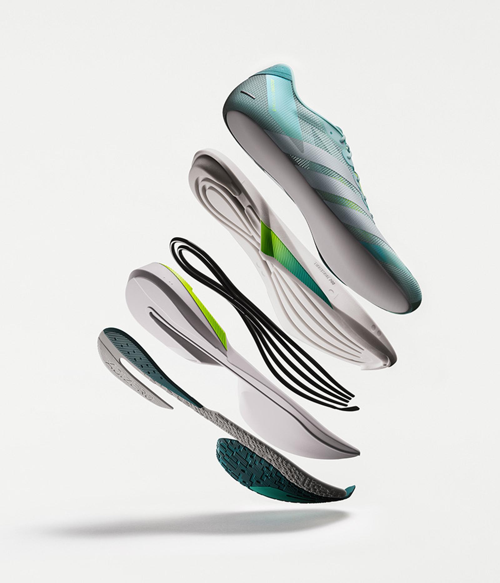 a picture of the inside of a running shoe .