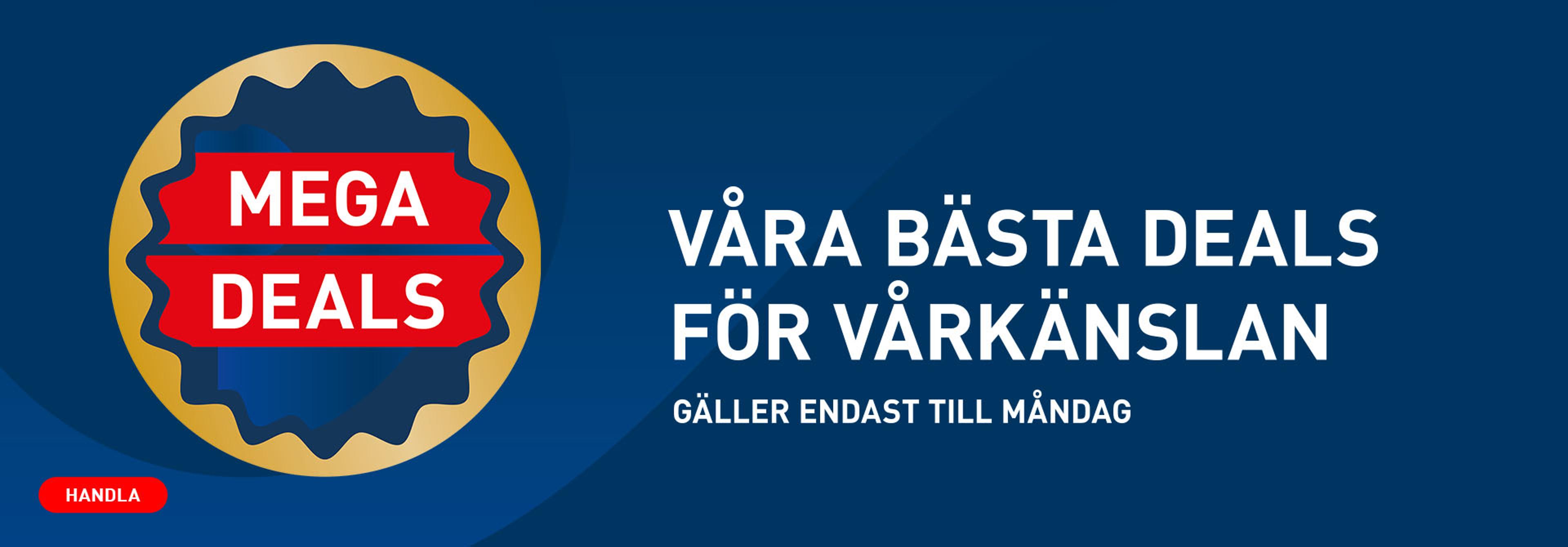 Mega Deals banner: Our best spring deals, valid until Monday. Shop now.