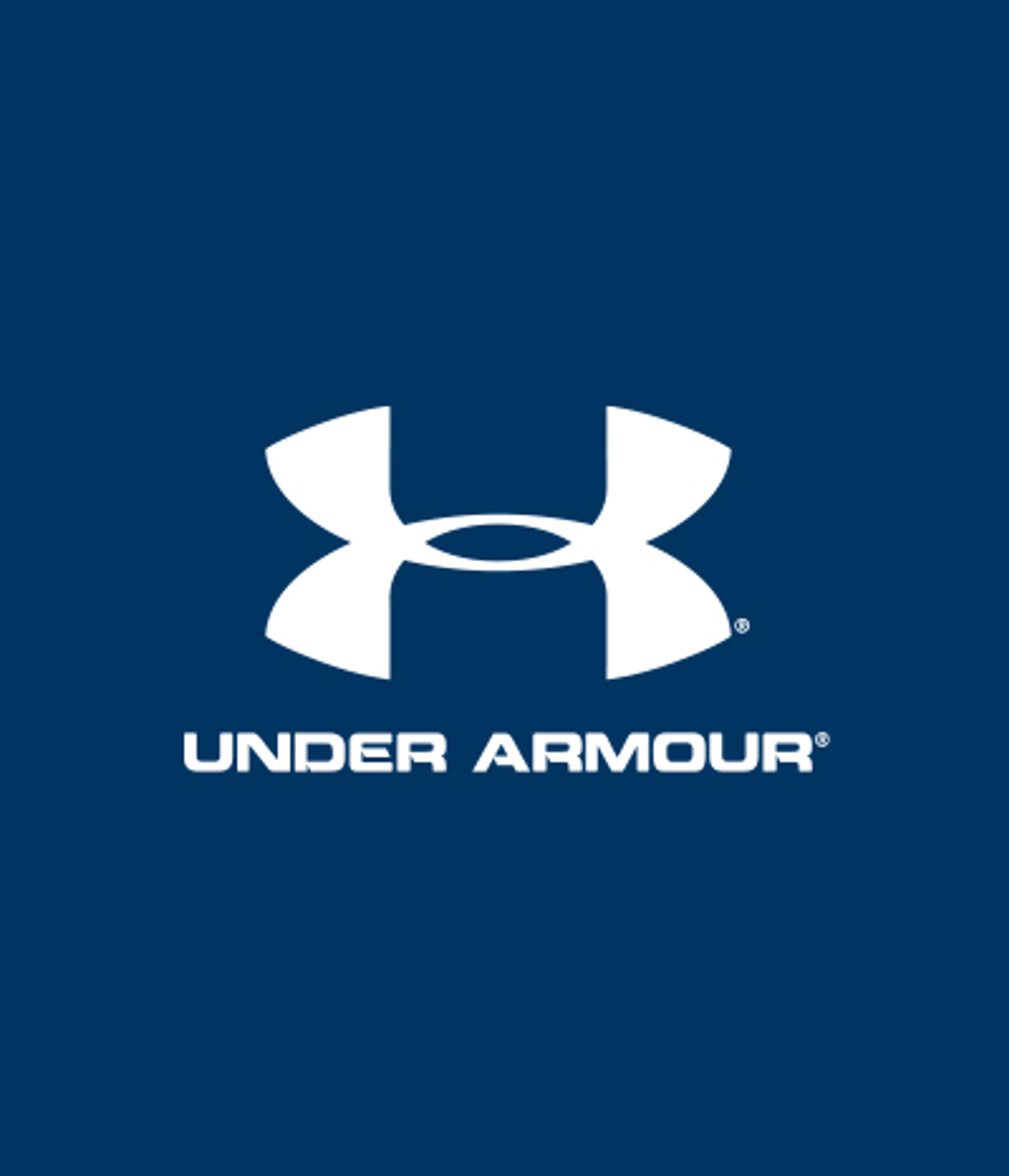 the under armour logo is white on a blue background .