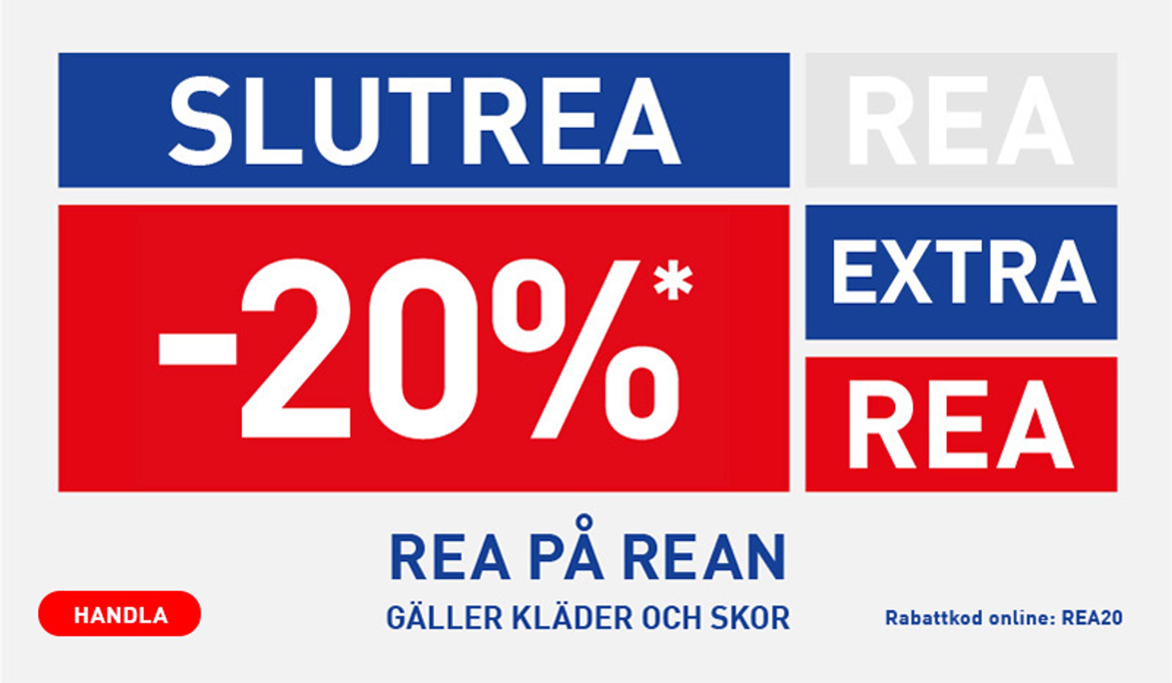 Sale banner with "REA UPP TILL -70%" and a "HANDLA" button.