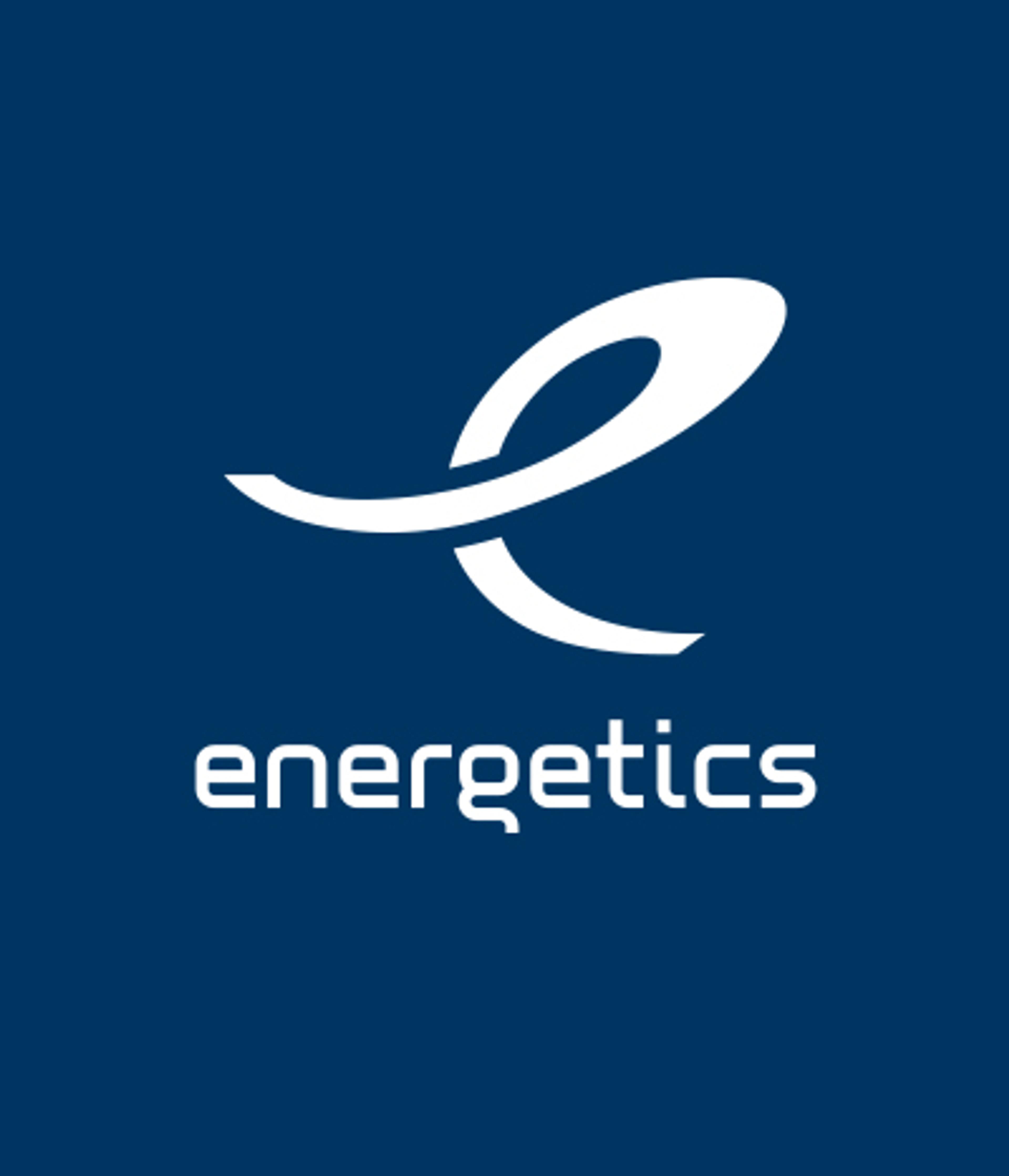 the logo for energetics is on a blue background .