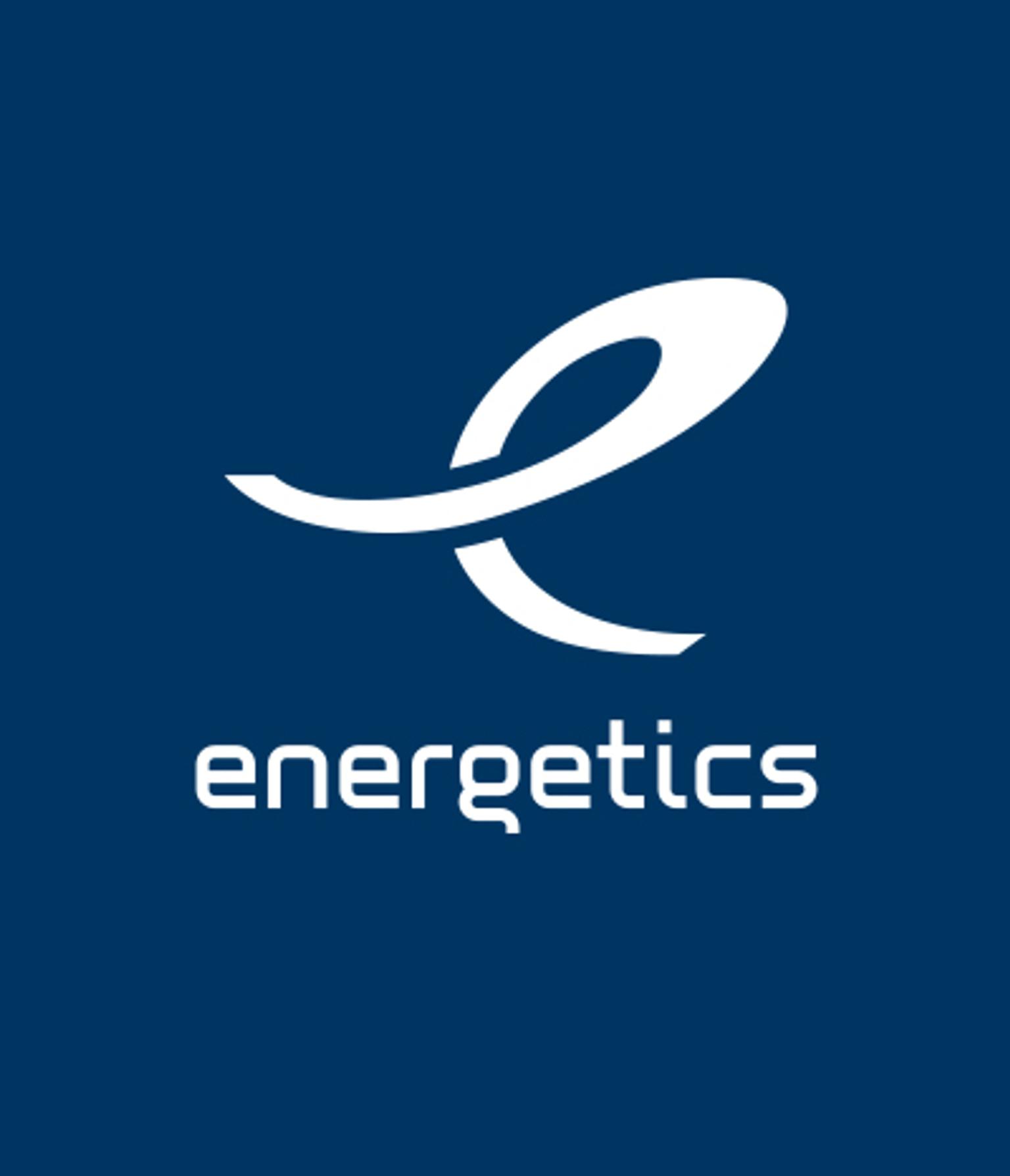 the logo for energetics is on a blue background .