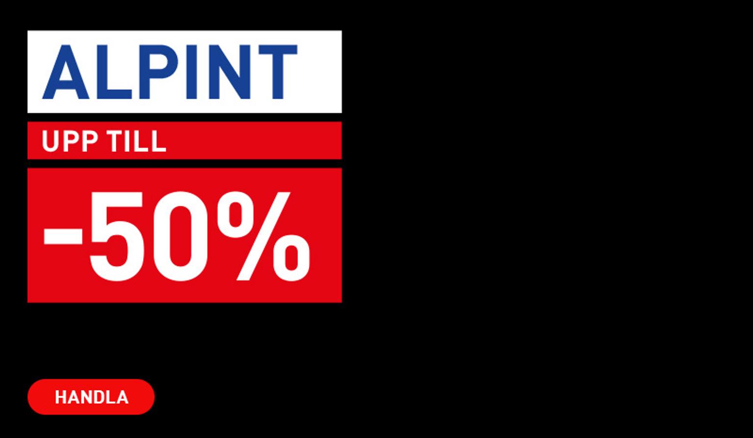 ALPINT advertisement offering up to 50% off with a 'Shop' button.