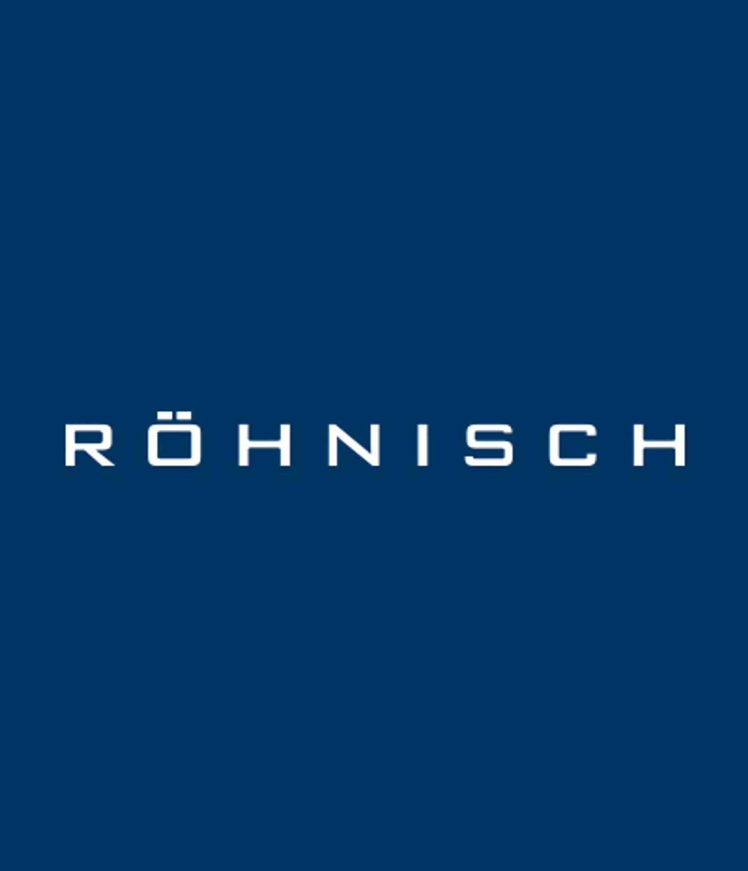 the logo for rohnisch is on a blue background .