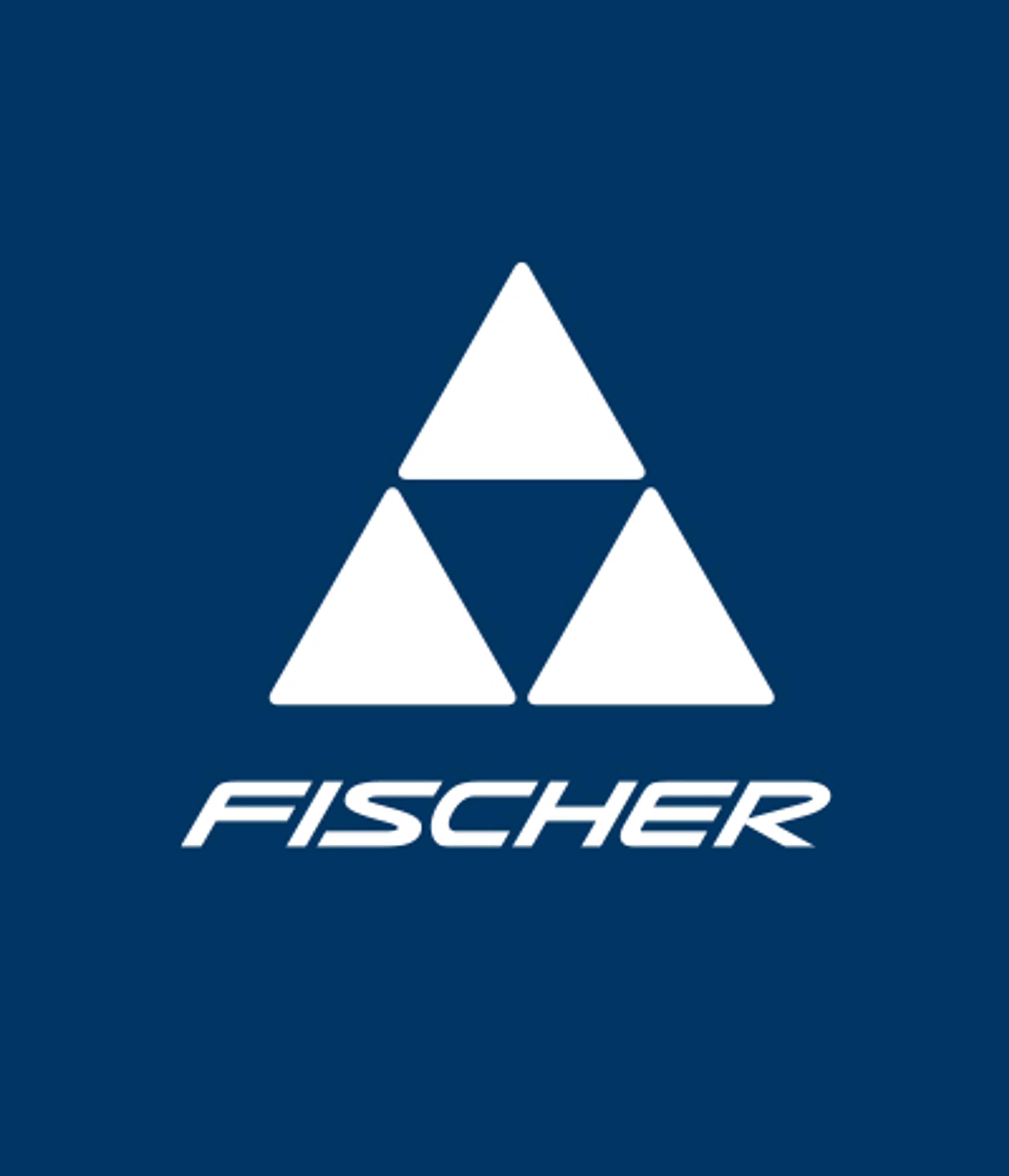 Fischer logo with white triangles and text on a blue background.