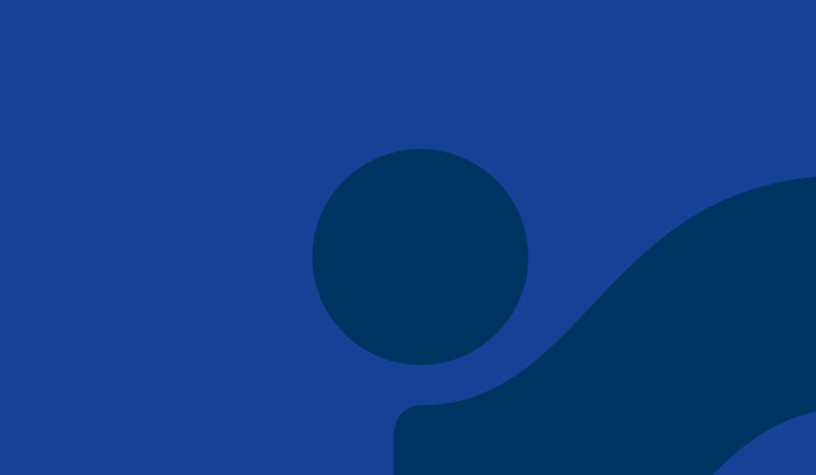 Abstract dark blue circle and curved shape on a blue background.