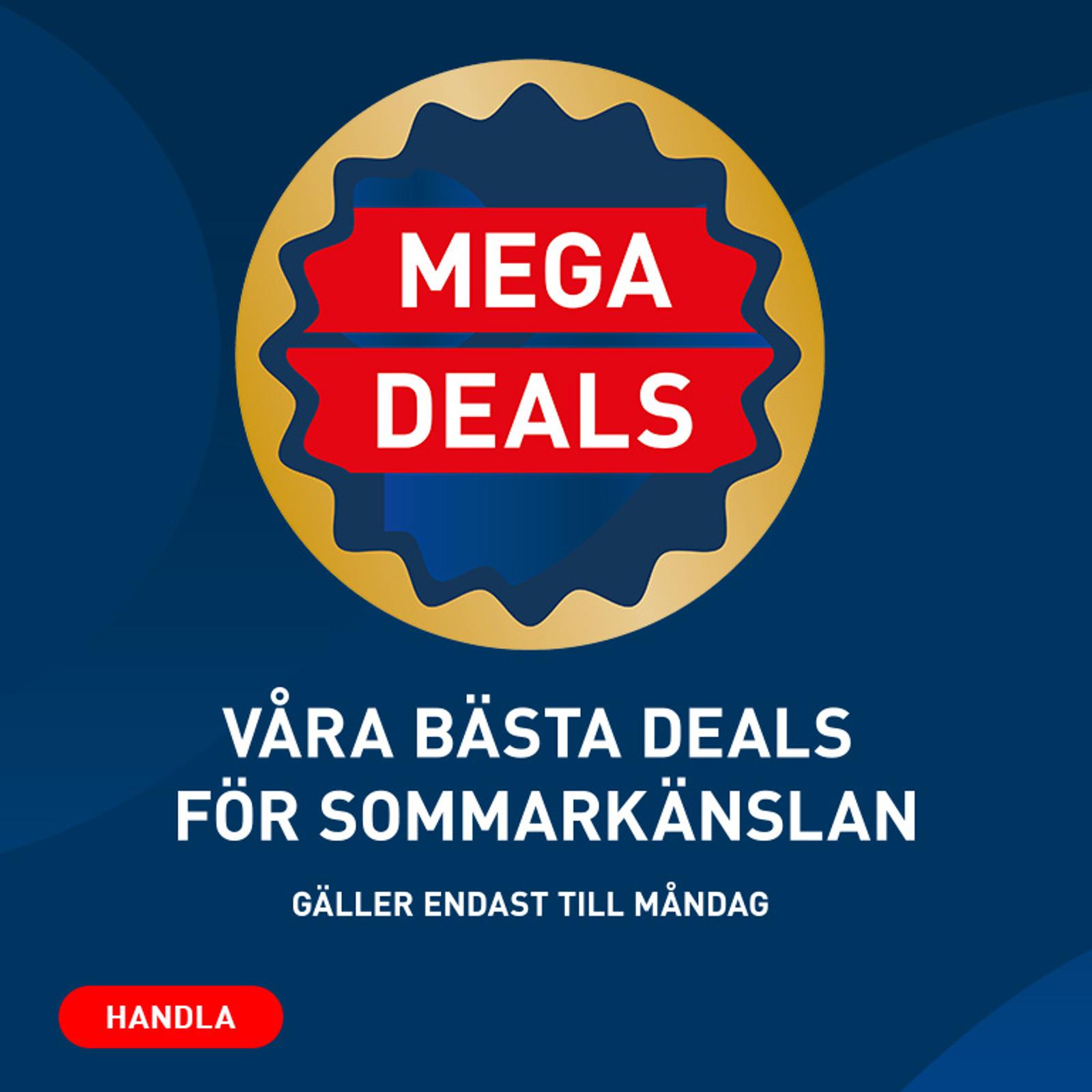 Advertisement for Mega Deals: Our best summer deals, valid until Monday. Shop now.