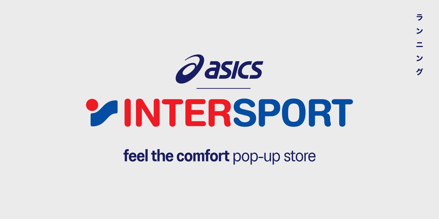 the logo for asics and intersport is on a white background .
