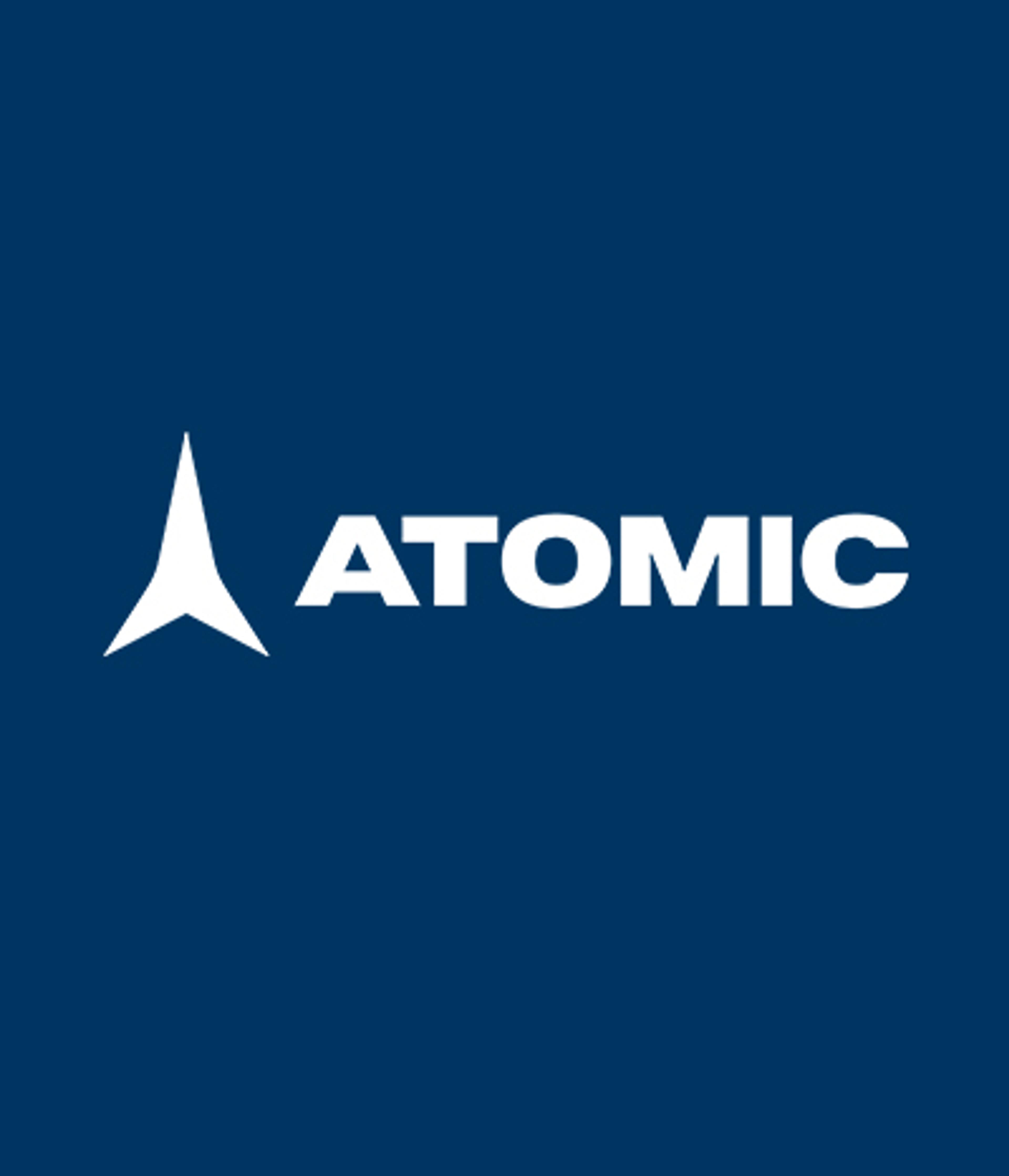 White Atomic logo with a stylized "A" symbol on a dark blue background.