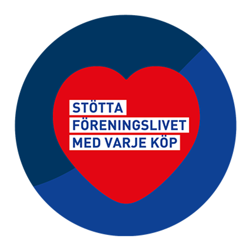 ikon med texten "stötta föreningslivet med varje köp"