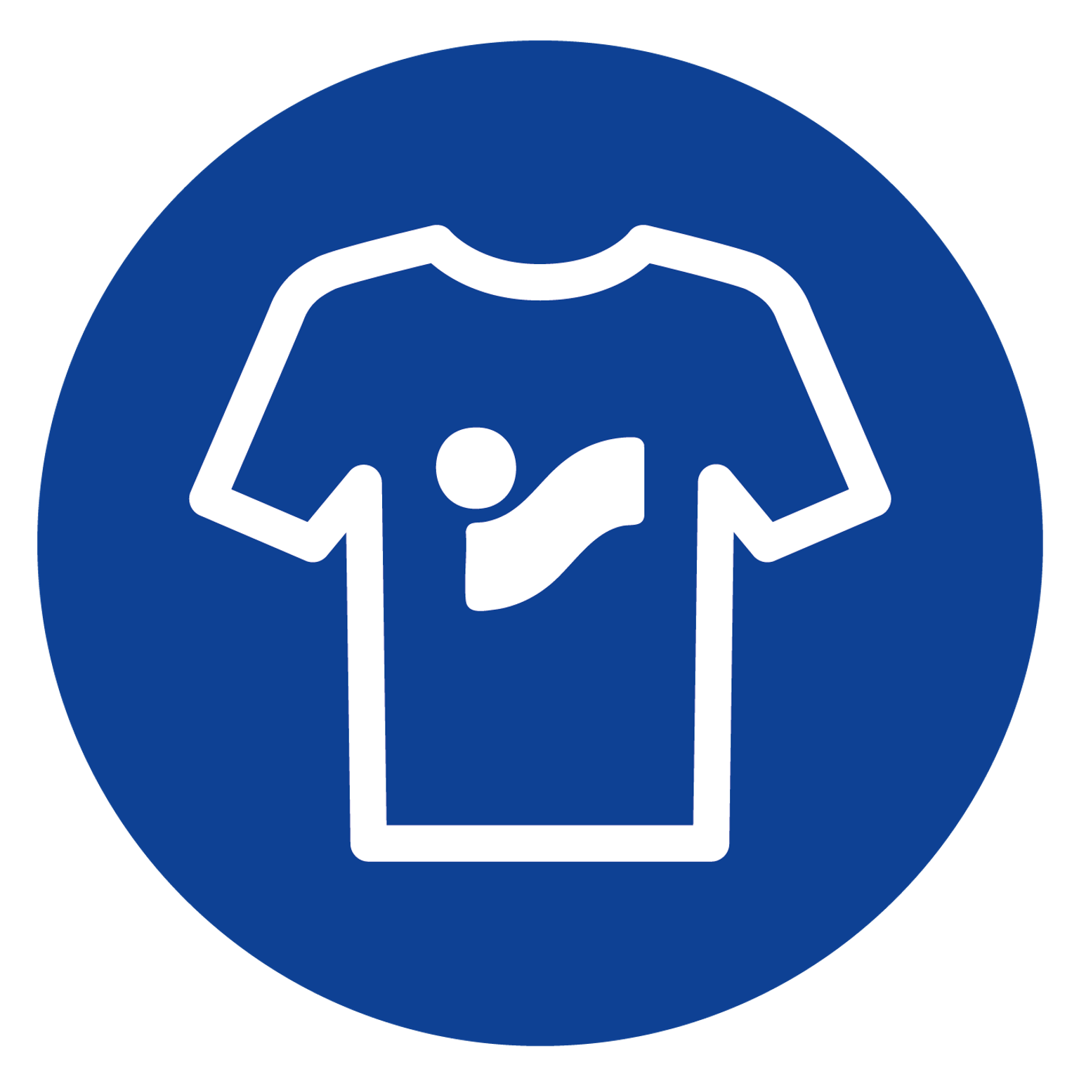 a blue circle with a white t-shirt on it