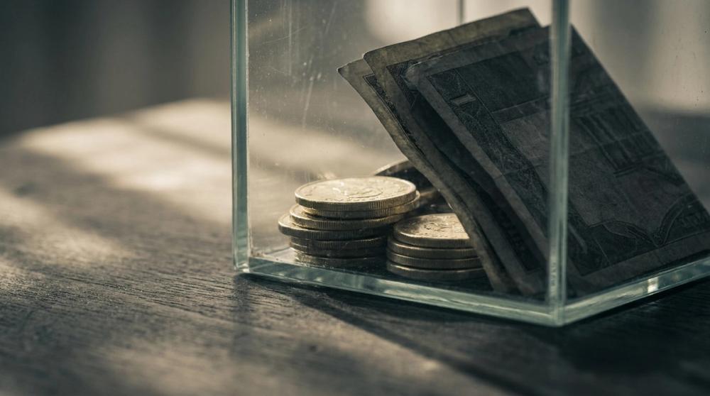 Currency constrained by barriers symbolizing the deadweight loss of taxation
