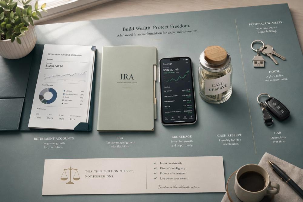  Visual guide to what counts as retirement savings at 40 including 401k IRA brokerage and cash reserves