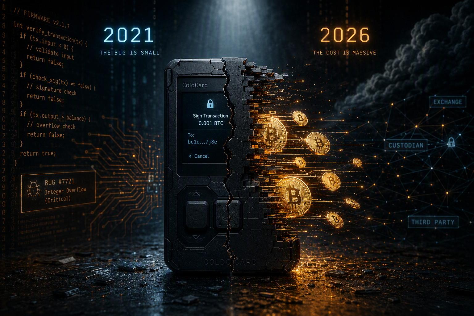 Cover image for: Coldcard Hack Timeline: How a 2021 Firmware Bug Led to 2026 Bitcoin Theft