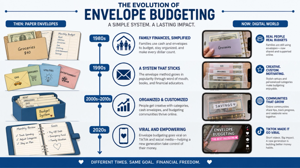 History of cash stuffing envelope method from traditional budgeting to viral TikTok trend