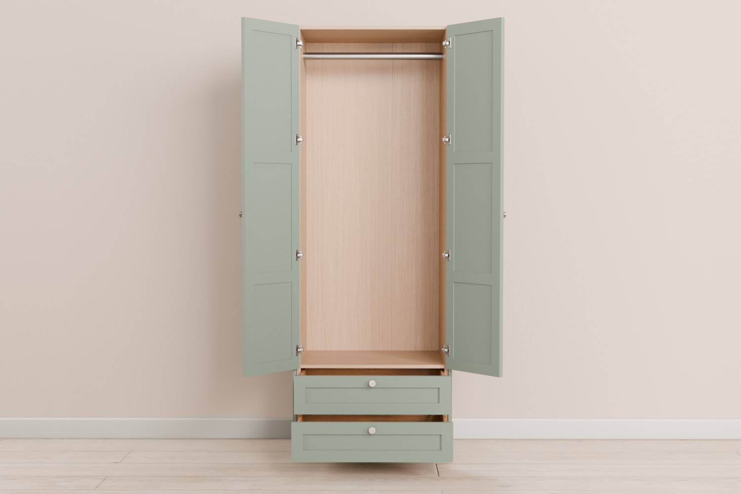 Bespoke Double Wardrobe with 2 Drawers