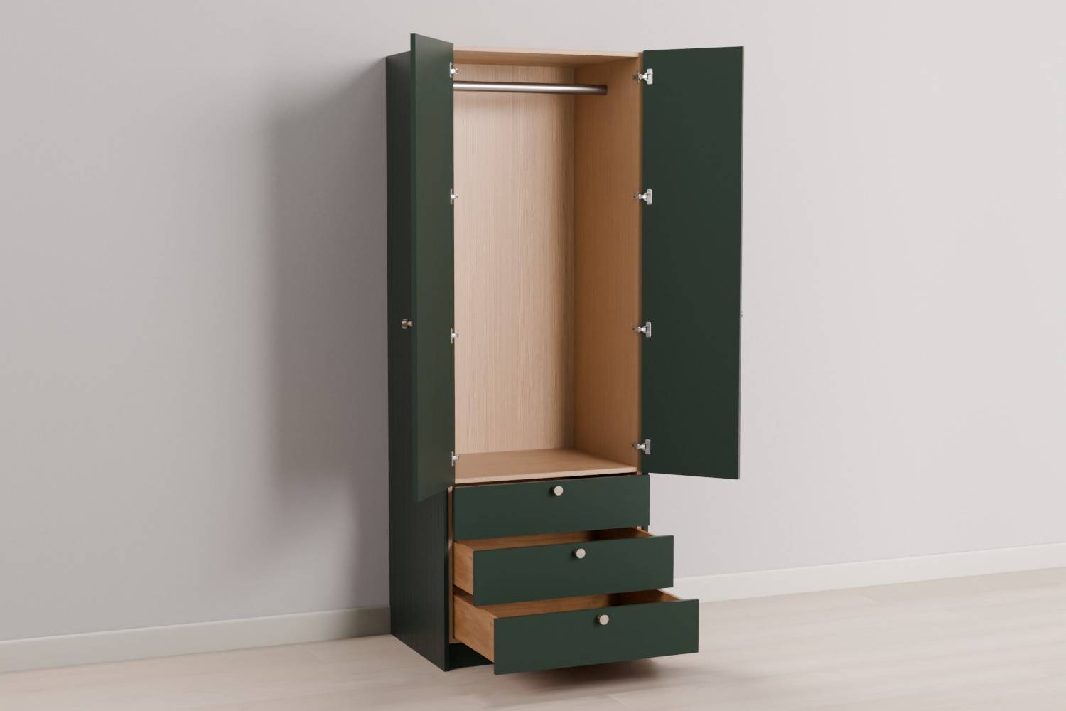 Bespoke Double Wardrobe with 3 Drawers