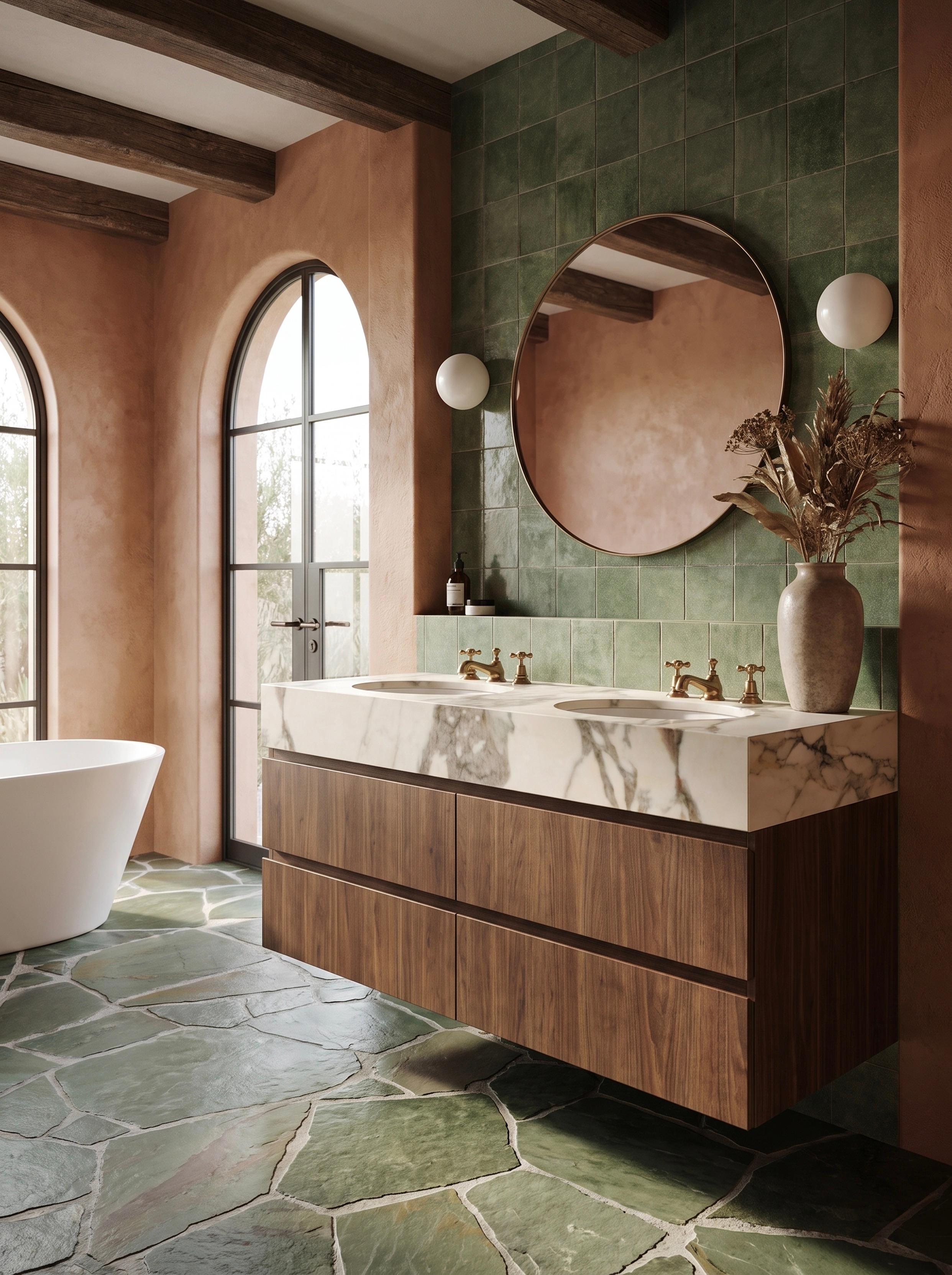 Pembroke Double Basin Walnut Angled