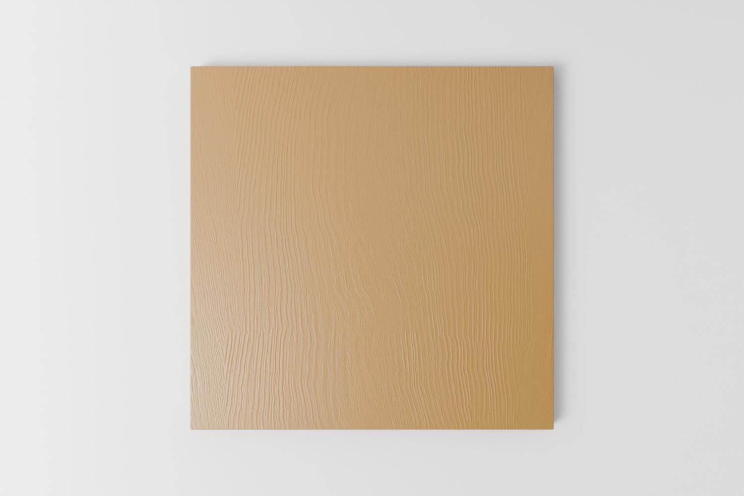 Picture of a square sample painted with a visible grain in Naked Kitchen's Swallowtail yellow colour