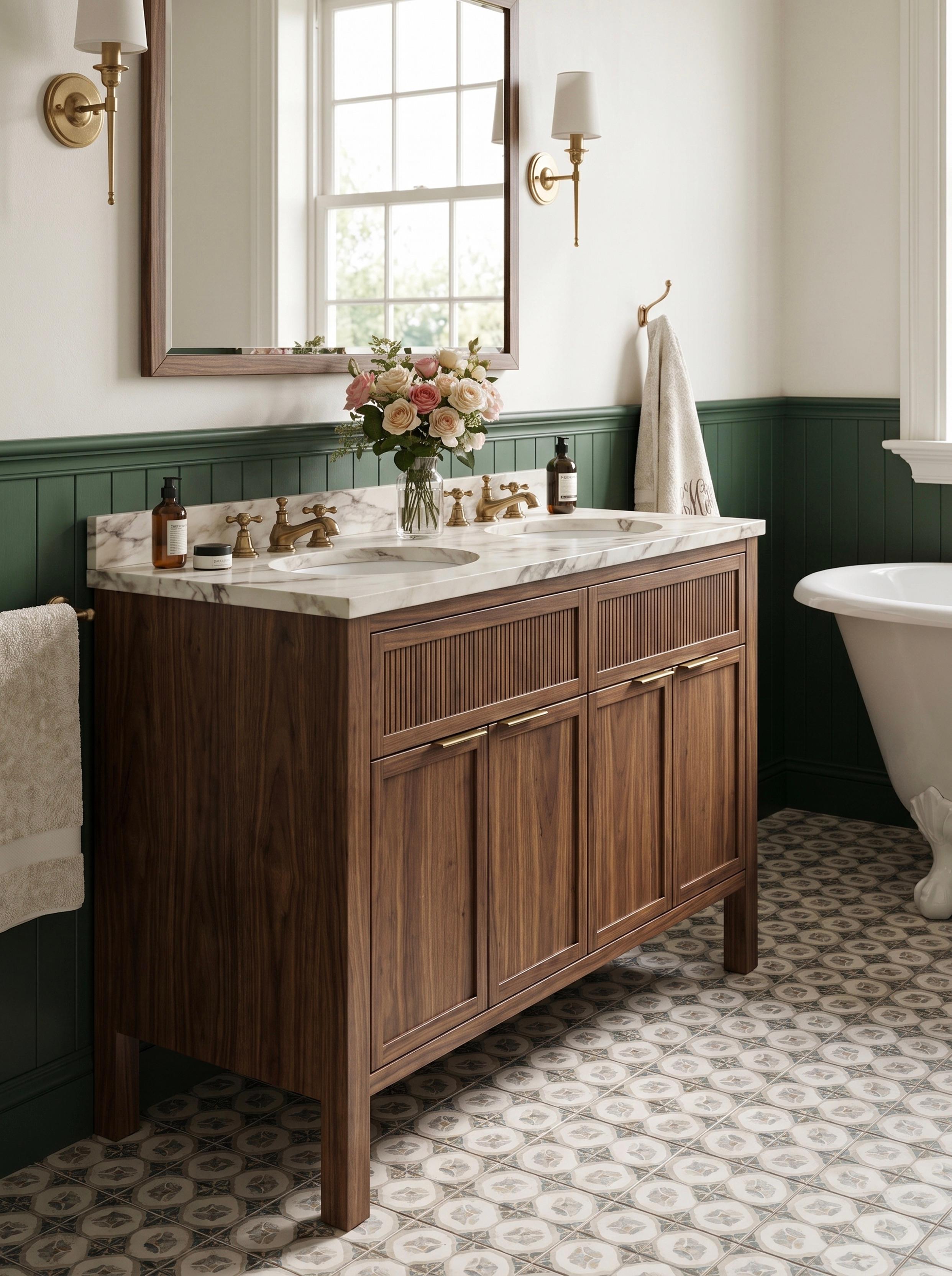 Farringdon Double Basin Walnut Angled