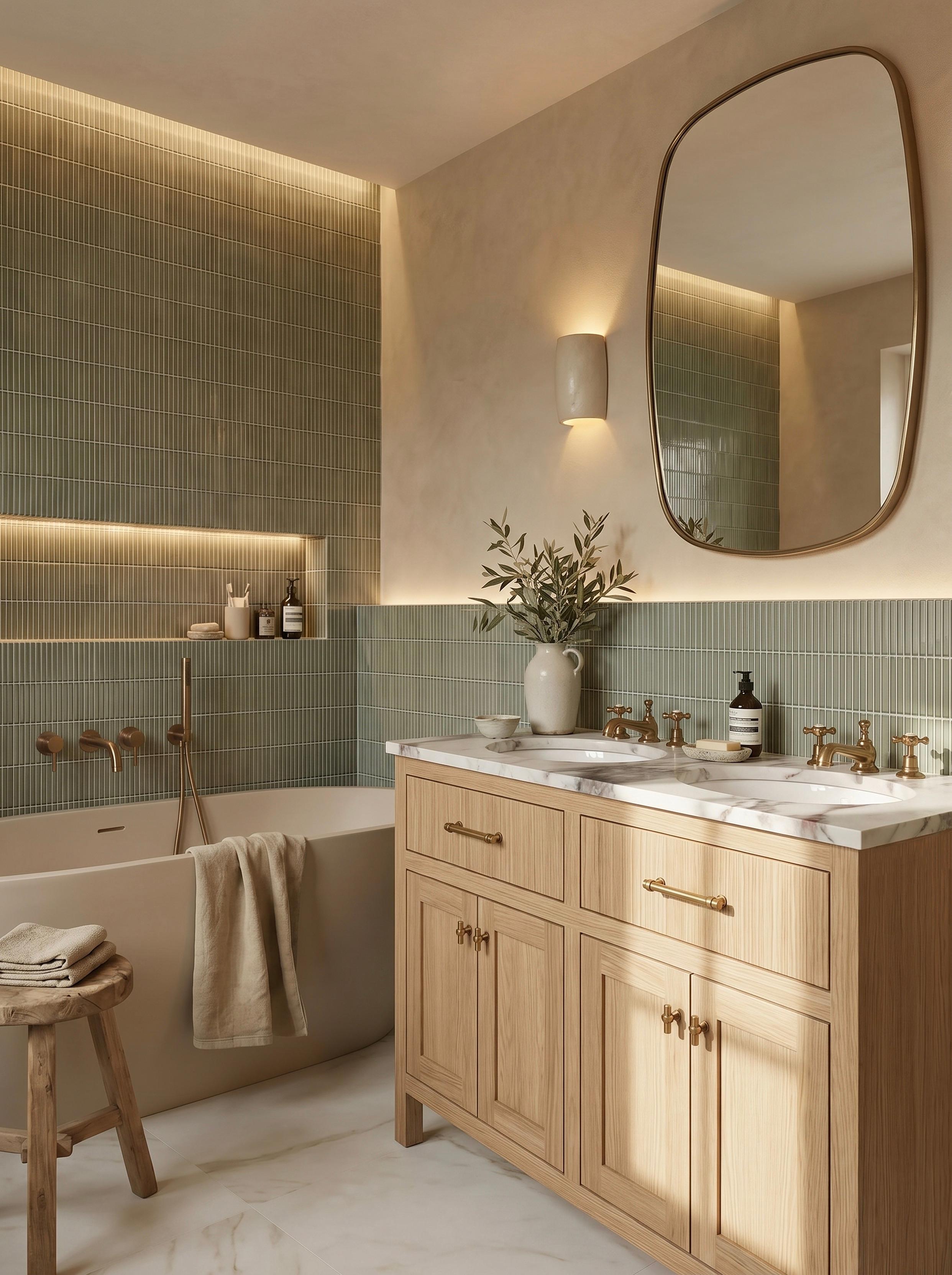 Langham Double Basin Oak Angled