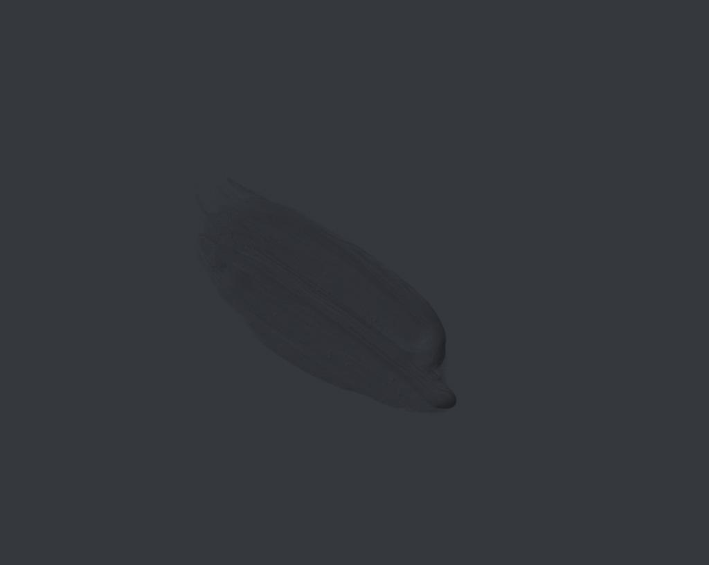 A single dark gray brushstroke of paint is centered on a solid, slightly lighter gray background. The brushstroke appears textured and elongated, with soft, indistinct edges.