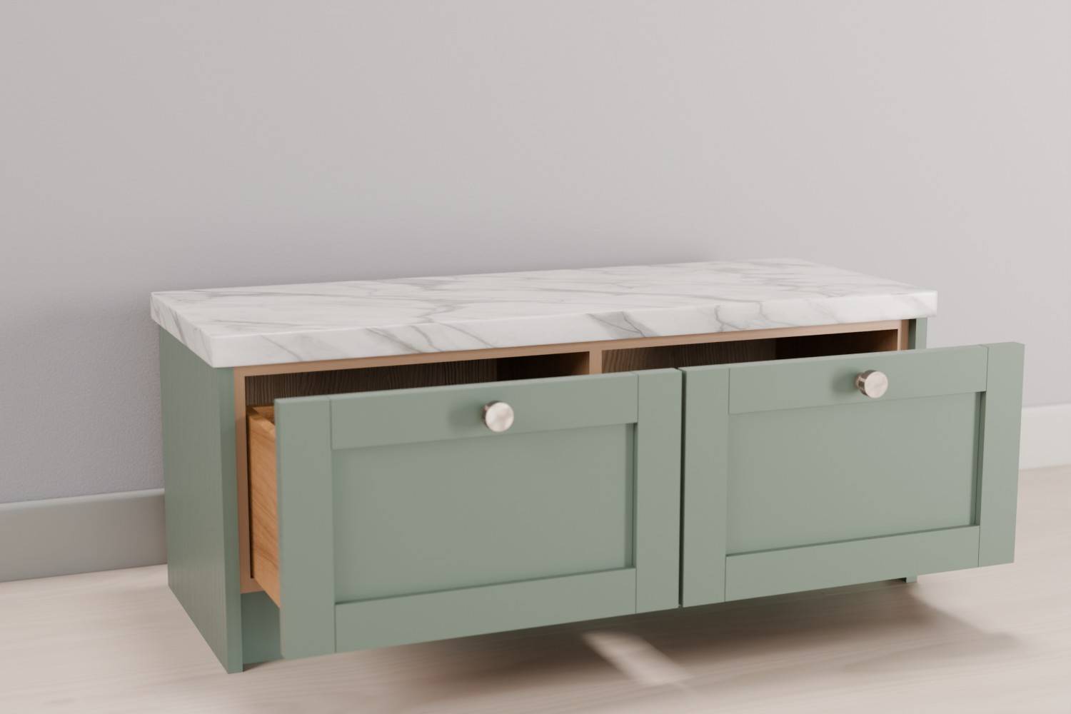 Double Drawer Bench Cabinet