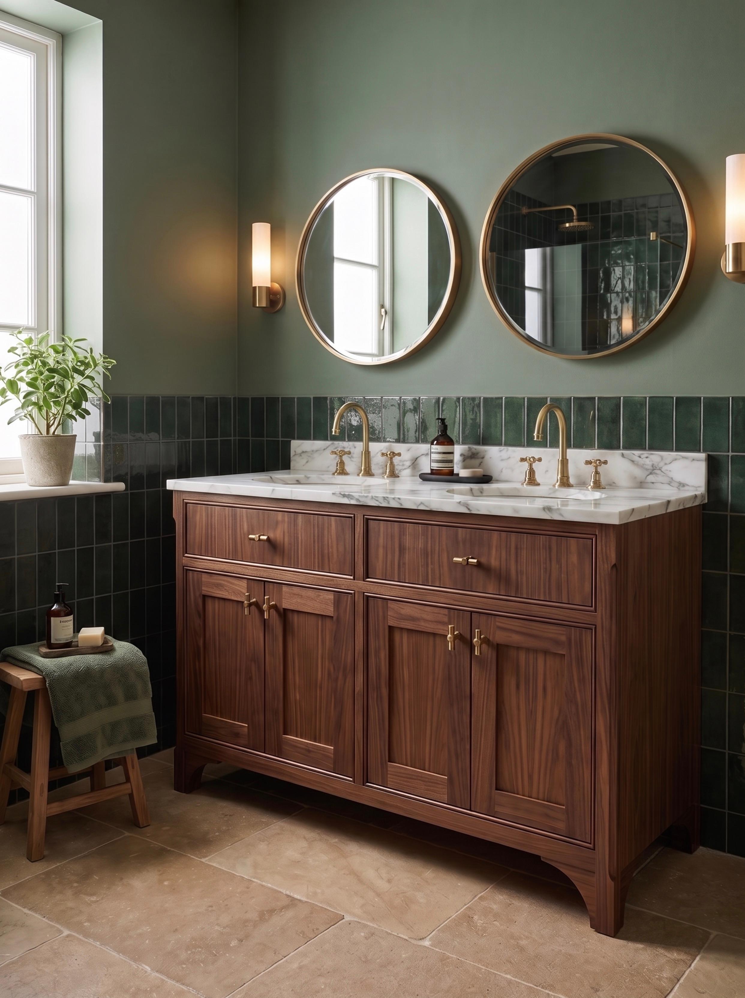 Oxford Double Basin Walnut Angled