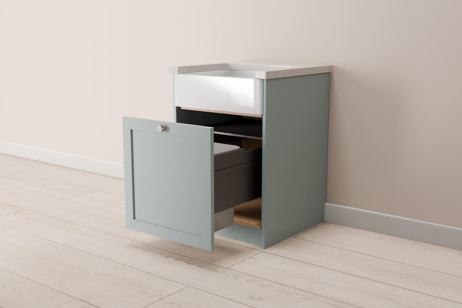 Single Butler Sink Cabinet with Bin