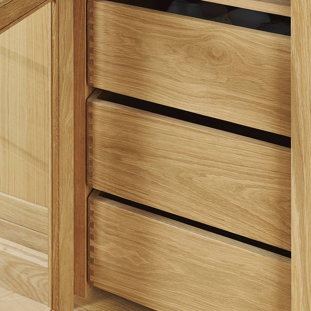 A close-up of exposed Dovetailed Drawer Boxes