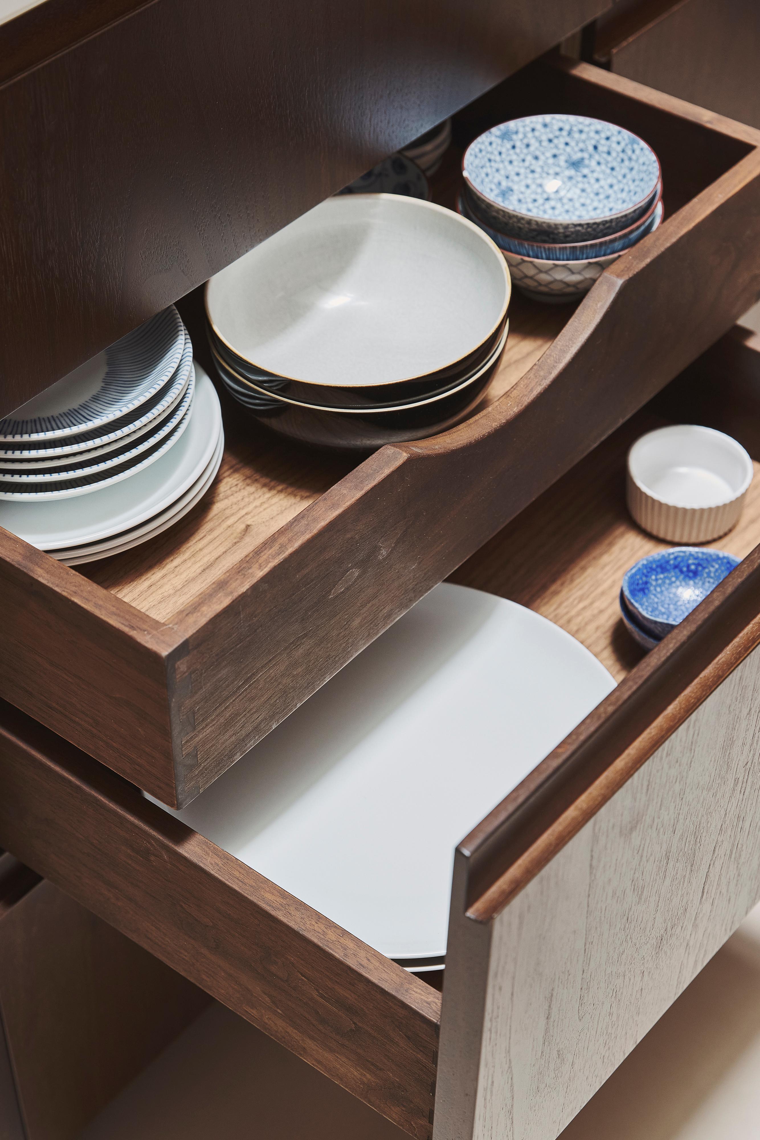 A close-up of internal drawers