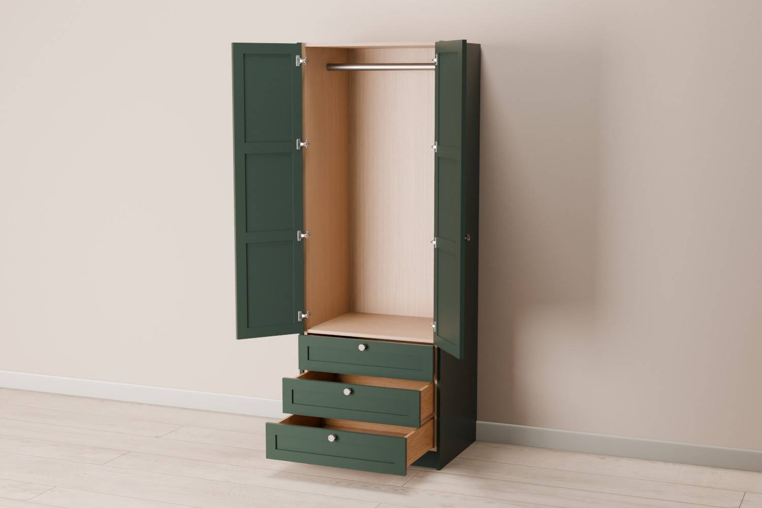 Bespoke Double Wardrobe with 3 Drawers